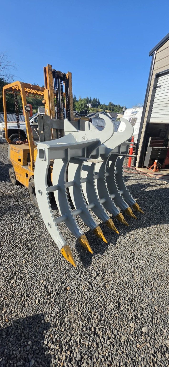 Custom AllynFab heavy equipment rake attachment